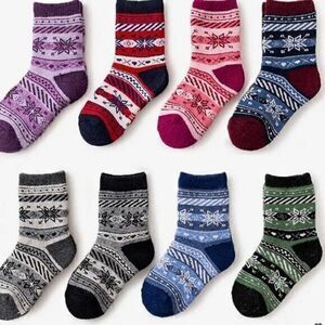 Two New warm winter jacquard boot socks kids 7-10
